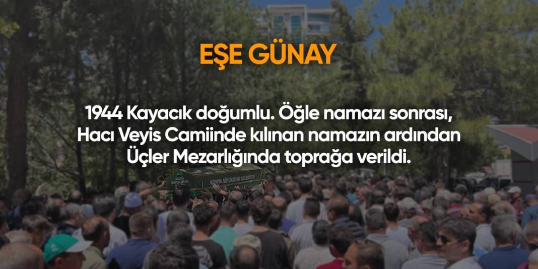 Konya'da bugün vefat edenler | 29 Temmuz 2024 9